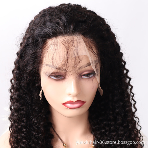Human Hair Lace front wig with Baby Hair 180 Density tangle free deep wave curly Lace Front Wig